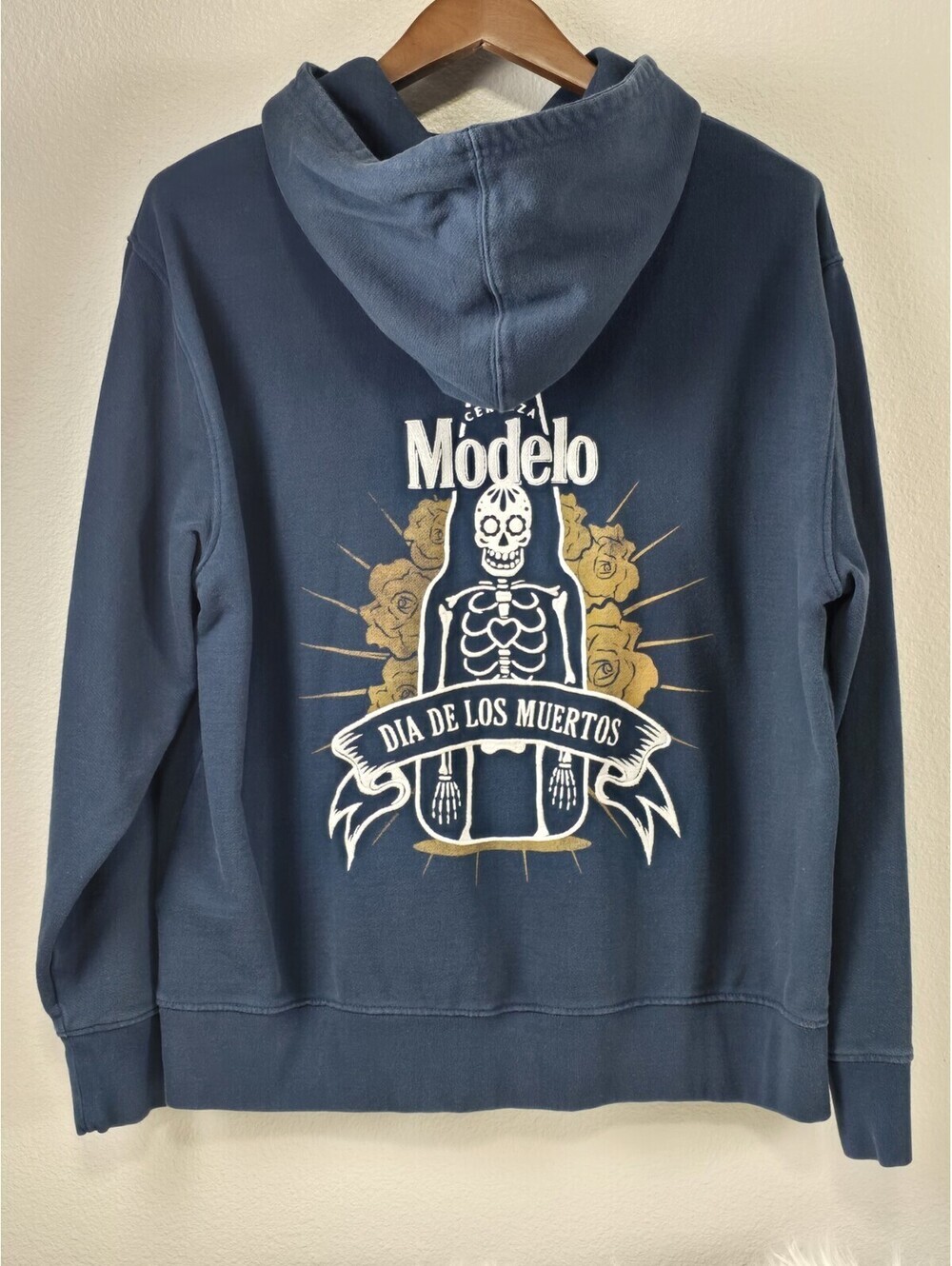Lucky Brand Modelo Embroidered Pullover Hoodie Size Large Blue